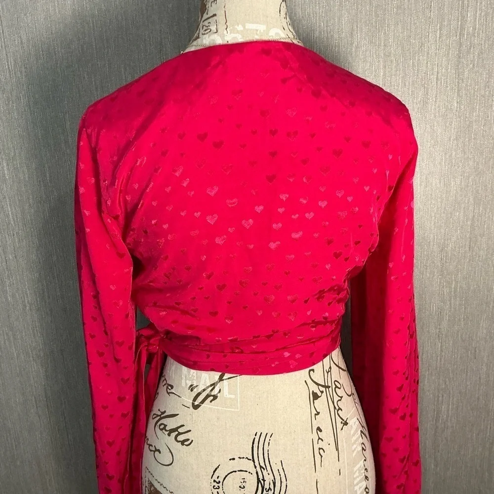 NWOT Elegant Pink Wrap Blouse Size Small